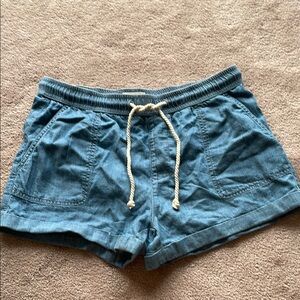 Pact Blue Denim Women's Shorts Drawstring Elastic Small S